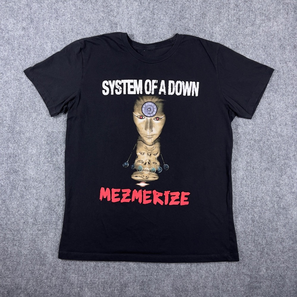 Retro System of A Down Graphic Tee Mens Large Black Mezmerize Album Band T-Shirt